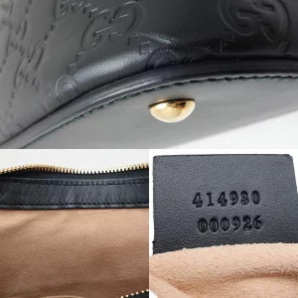 Gucci Guccissima One Shoulder Hobo Bag Leather Black - Picture 6 of 9